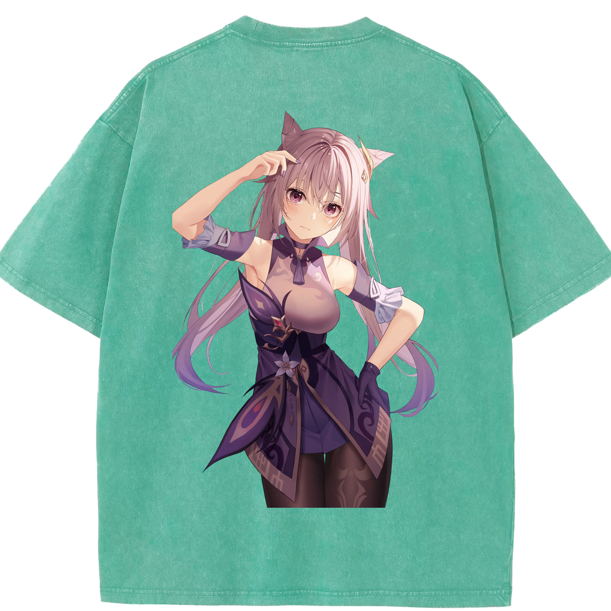 げんし神 刻晴 こくせい genshin Kokusei 綿100% ヴィンテージ風 半袖Tシャツ（背面プリント）